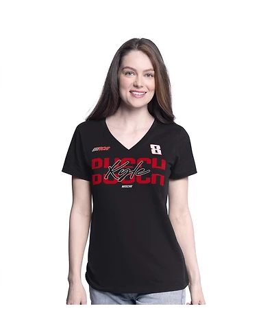 G-iii 4Her by Carl Banks Women's Black Kyle Busch Batter Up V-Neck T-Shirt