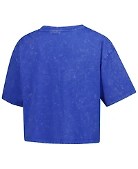 New Era Women's Blue Detroit Lions Cropped Boxy Sport Classics Mineral Wash T-Shirt