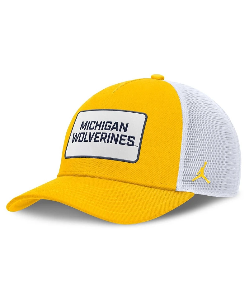 Jordan Men's Maize/White Michigan Wolverines 2025 On-Field Rise Patch Trucker Adjustable Hat