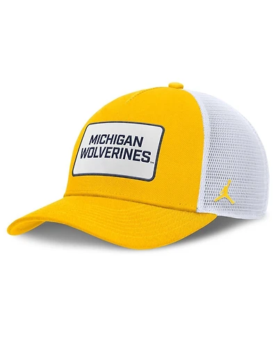 Jordan Men's Maize/White Michigan Wolverines 2025 On-Field Rise Patch Trucker Adjustable Hat