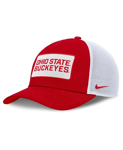 Nike Men's Scarlet/White Ohio State Buckeyes 2025 On-Field Rise Patch Trucker Adjustable Hat