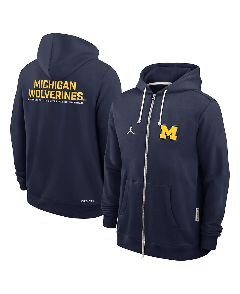 Jordan Men's Navy Michigan Wolverines 2025 Sideline Performance Full-Zip Hoodie