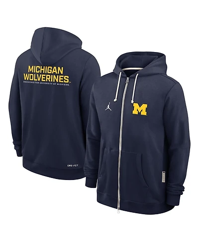 Jordan Men's Navy Michigan Wolverines 2025 Sideline Performance Full-Zip Hoodie