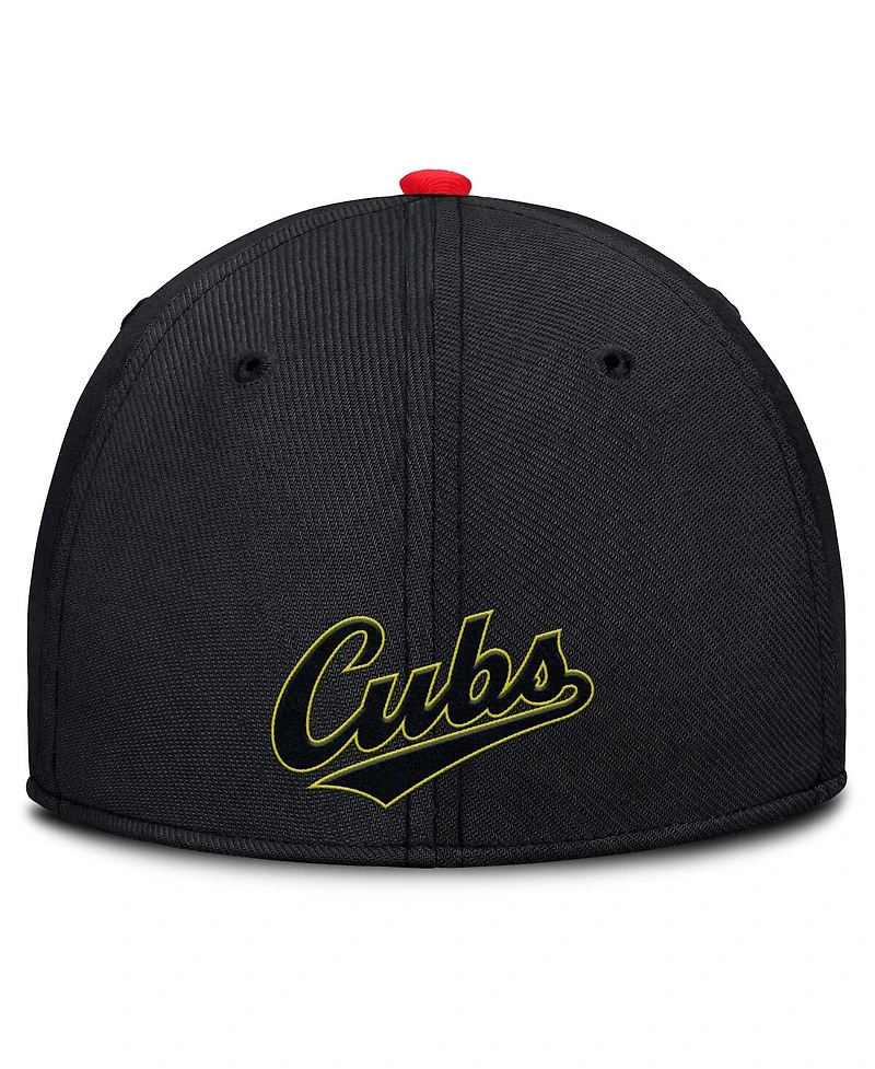 Nike Men's Crimson/Black Chicago Cubs Neon 90s Rise Swoosh Flex Hat