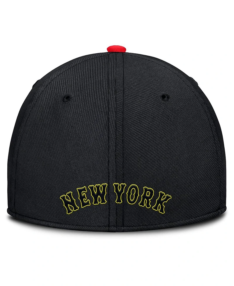 Nike Men's Crimson/Black New York Mets Neon 90s Rise Swoosh Flex Hat