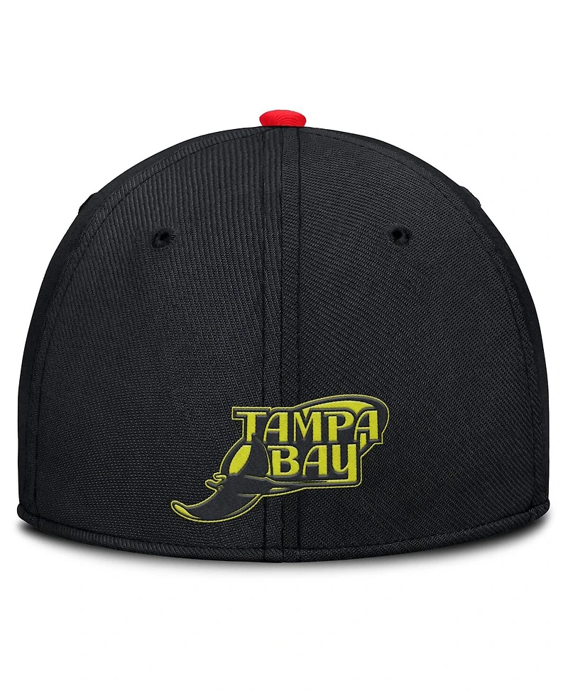 Nike Men's Crimson/Black Tampa Bay Rays Neon 90s Rise Swoosh Flex Hat