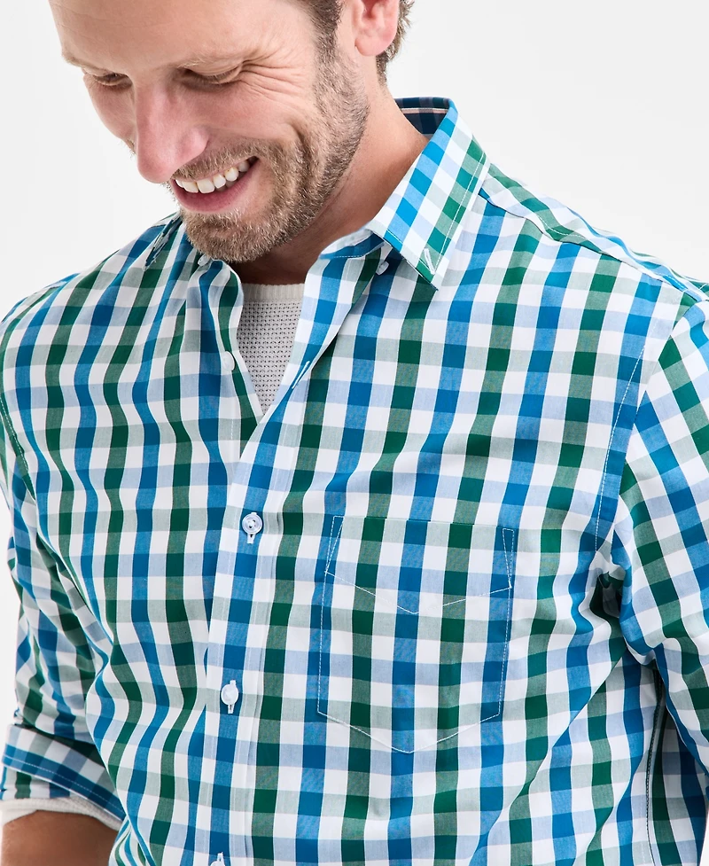 Club Room Long Sleeve Gingham Check Button-Down Shirt, Macy's Exclusive
