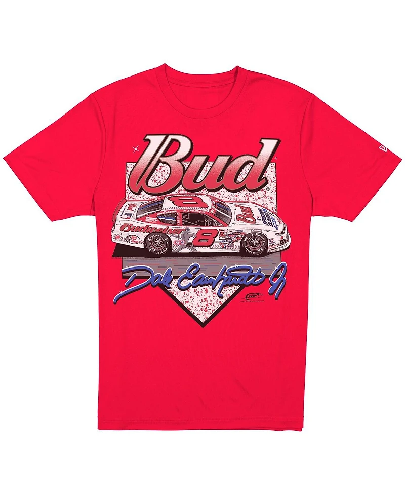 New Era Men's Red Dale Earnhardt Jr. Budweiser x Mlb 2025 Speedway Classic Car T-Shirt