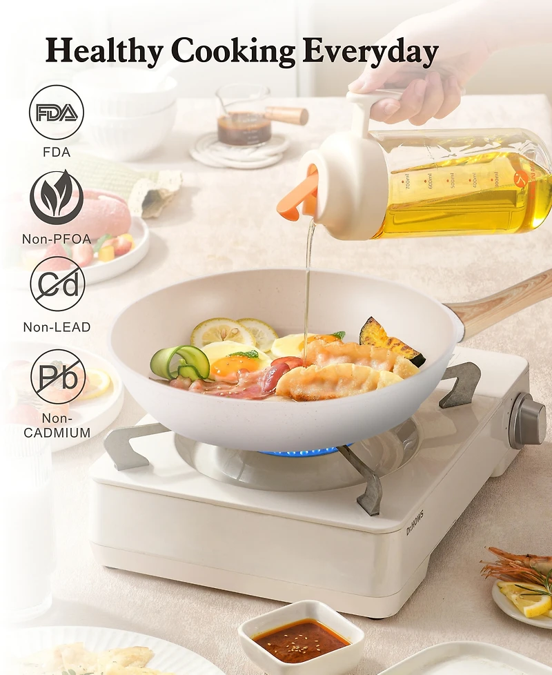 12-Piece Nonstick Ceramic Cookware Set, Granite Pots and Pans Set with Silicone Shovel, Spoon &Tongs