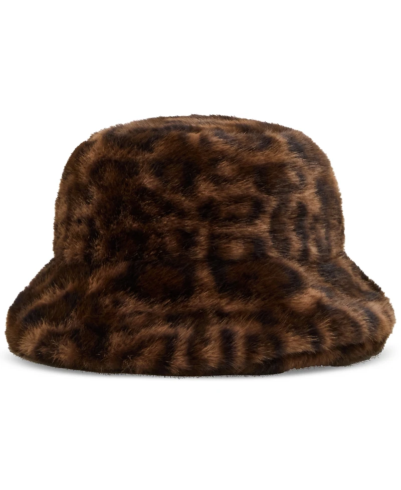 Steve Madden Zoe Leopard Print Faux Fur Bucket Hat