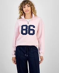 Hippie Rose Juniors' Drop Shoulder Quarter-Zip Sweatshirt