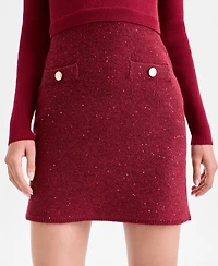 Invitee Juniors' Long-Sleeve Boucle Skirt Sweater Dress
