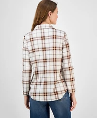 Just Polly Juniors' Plaid Knit Shirt