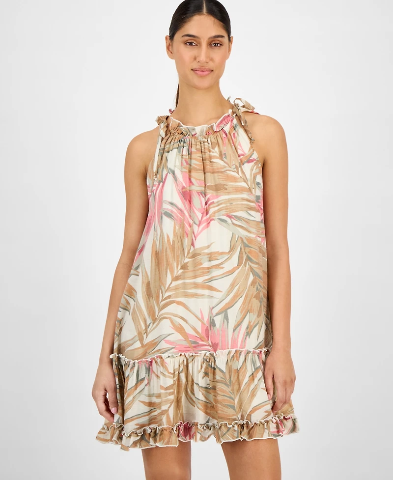 Robbie Bee Petite Printed Round-Neck Short-Sleeve Shift Dress