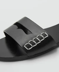Mango Women's Wide Strap Leather Sandals