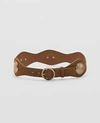 Mango Women's Leather Obi Belt