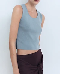 Mango Women's Low-Cut Knitted Crop Top
