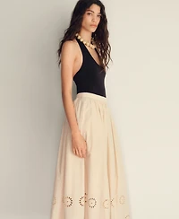 Mango Women's Embroidered Hem Cotton Skirt