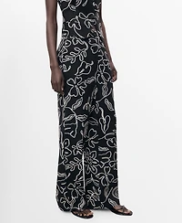 Mango Women's Floral Print Straight Pants