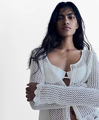 Mango Women's Crochet Buttoned Cardigan