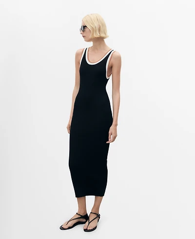 Mango Women's Contrasting Details Knitted Dress
