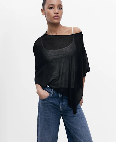 Mango Women's Asymmetrical Knit Cape