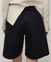 Mango Women's High-Waisted Denim Bermuda Shorts