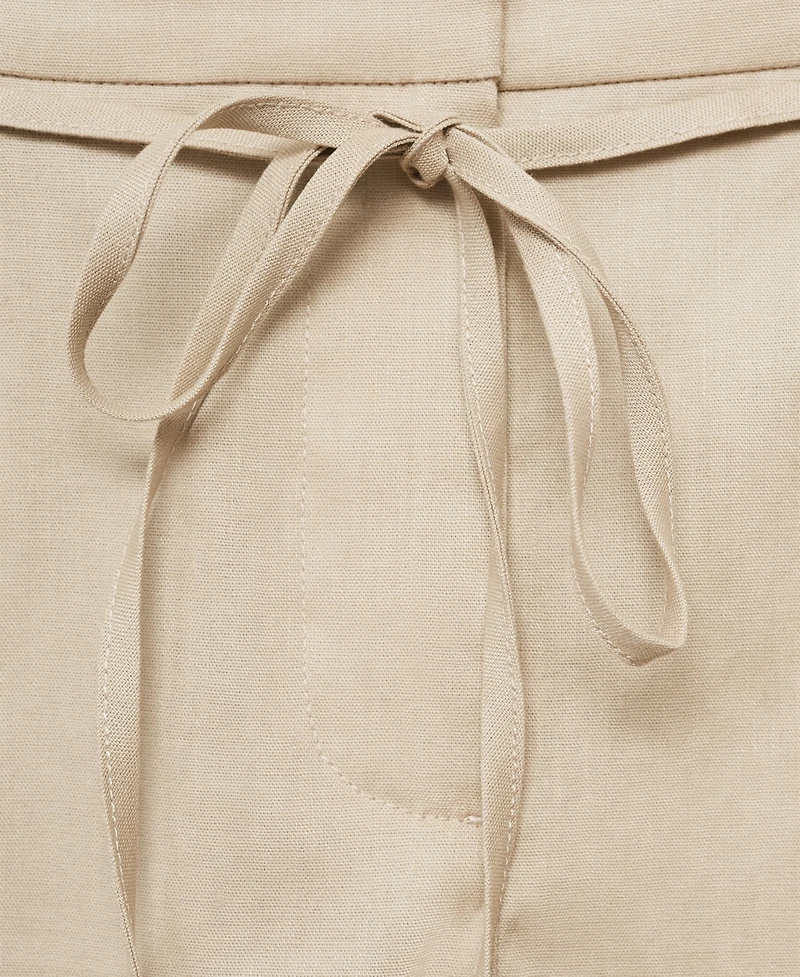 Mango Women's Bow Belt Linen Shorts