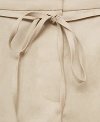 Mango Women's Bow Belt Linen Shorts