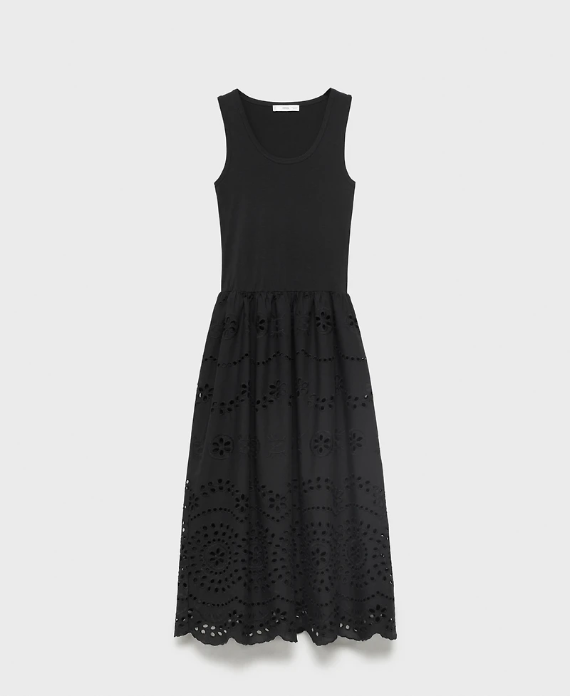 Mango Women's Openwork Embroidery Cotton Dress