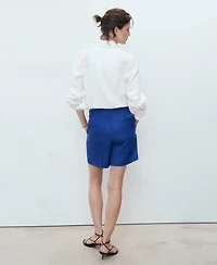 Mango Women's Straight-Fit Linen Shorts