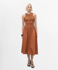 Mango Women's Combined Open-Back Textured Dress