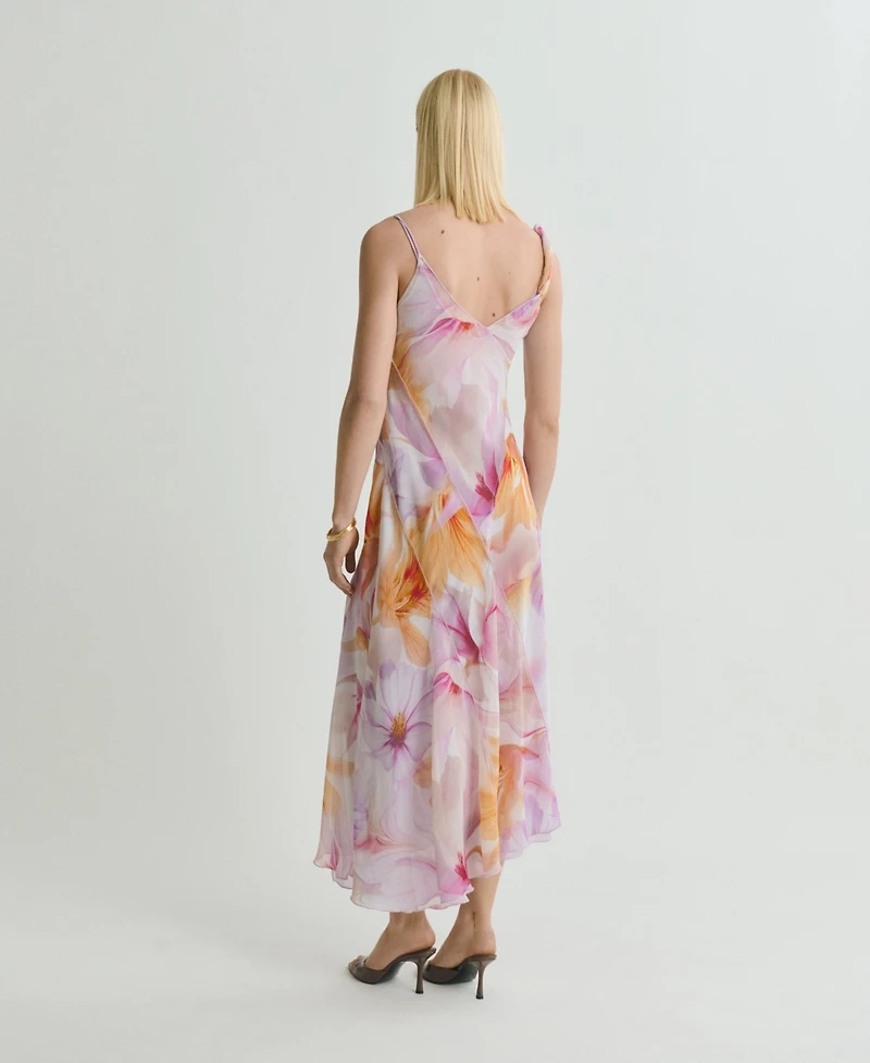 Mango Women's Asymmetric Straps Floral Print Dress