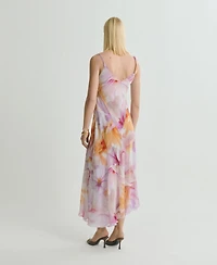 Mango Women's Asymmetric Straps Floral Print Dress