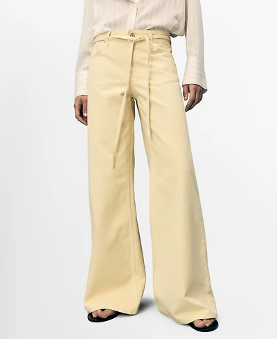 Mango Women's Low-Rise Wide Leg Jeans