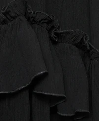 Mango Women's Maxi Strapless Ruffled Dress