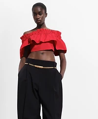 Mango Women's Strapless Ruffle Top