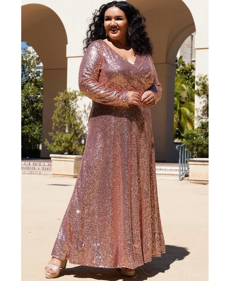 Celebrations by Sydney's Closet Women's Long Sleeve Sequin Formal Dress