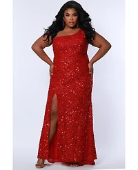 Sydney's Closet Women's One-Shoulder Sequin Evening Gown