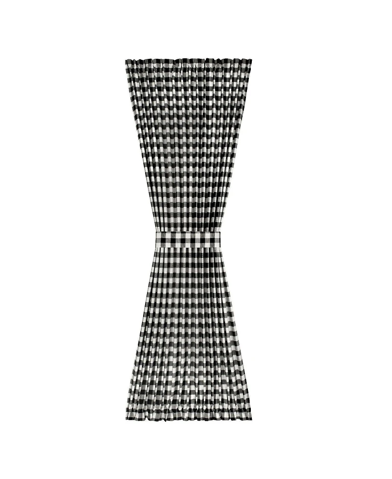 Kate Aurora Plaid Country Farmhouse French Door Curtain Panel With Matching Tieback - 54W x 40L, Yellow