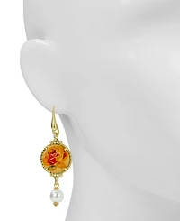 Patricia Nash Beaded Floral Gold-Tone Round Drop Earrings