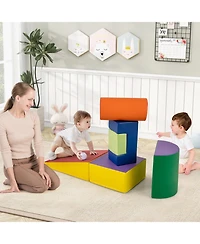 Gymax Toddler 6 Pcs Climber Play Set Indoor Foam Climb & Crawl Activity Blocks w/ Cover
