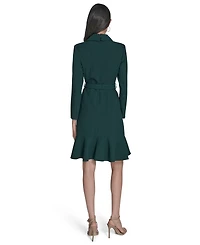 Eliza J Petite Flounce-Hem Long-Sleeve Blazer Dress