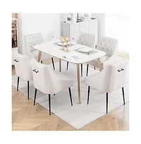 Dyhome Modern Upholstered Dining Chairs Set of 6, Mid Century Kitchen Side with 5.12” Cushions and Back Pull Rod for Kitchen, Living Roo