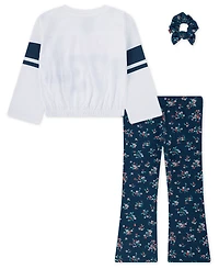 Levi's Toddler Girls 3-Piece Cinched Top, Flared Leggings and Scrunchie Set