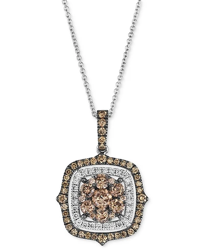 Le Vian Chocolate Diamond & Nude Halo Cluster (1-1/3 ct. t.w.) Adjustable 20" Pendant Necklace