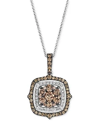 Le Vian Chocolate Diamond & Nude Halo Cluster (1-1/3 ct. t.w.) Adjustable 20" Pendant Necklace