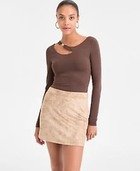 Guess Womens Eleanor Buckle Strap Top Camryn Faux Suede Mini Skirt
