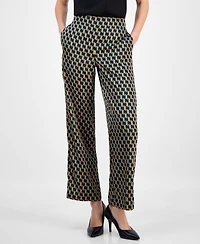Anne Klein Women's Printed High Rise Wide-Leg Pull-On Pants