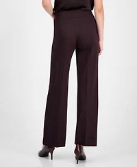 Anne Klein Women's Solid Wide-Leg Pull-On Compression Pants